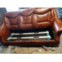 Кожаный диван 3 местый раскладной Фатима (коричневый, слоновая кость)