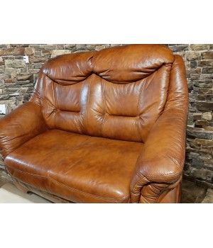 Кожаный диван 2 мест. раскладной Фатима (коричневый)