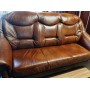 Кожаный диван 3 местный нераскладной Фатима (коричнеый)