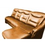 Кожаный угловой диван Фатима (3 мест.+шезлонг) коричневый, слоновая кость, угол правый