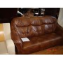 Кожаный диван 3 местый раскладной Фатима (коричневый, слоновая кость)