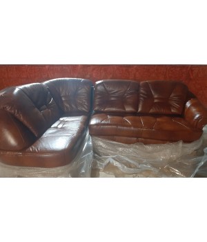 Кожаный угловой диван Палермо коричневый