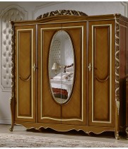Шкаф 4-х дв. с зеркалом Виттория  орех с золотом