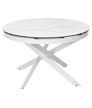 Стол TRENTO 120 HIGH GLOSS STATUARIO Белый мрамор глянцевый, керамика/ белый каркас М-City