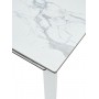 Стол CORNER 120 HIGH GLOSS STATUARIO керамика, стекло/ белый каркас