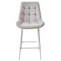 Полубарный стул ХОФМАН, цвет H-09 Светло-серый, велюр / белый каркас H=63cm