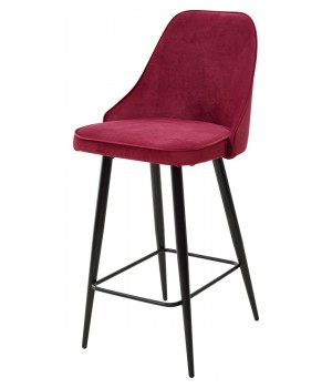 Полубарный стул NEPAL-PB ВИННЫЙ #16, велюр/ черный каркас (H=68cm)