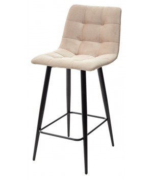 Полубарный стул CHILLI-QB бежевый #5, велюр / черный каркас (H=66cm)