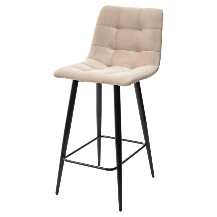 Полубарный стул CHILLI-QB бежевый #5, велюр / черный каркас (H=66cm)