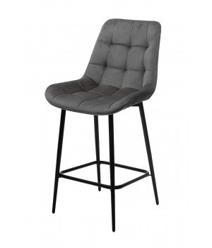 Полубарный стул ХОФМАН, цвет H-18 Графитовый, велюр / черный каркас H=63cm
