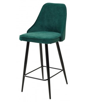 Полубарный стул NEPAL-PB ЗЕЛЕНЫЙ #19, велюр/ черный каркас (H=68cm)