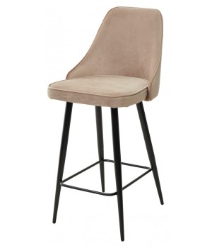 Полубарный стул NEPAL-PB БЕЖЕВЫЙ #5, велюр/ черный каркас (H=68cm) М-City
