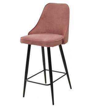 Полубарный стул NEPAL-PB РОЗОВЫЙ #15, велюр/ черный каркас (H=68cm) М-City