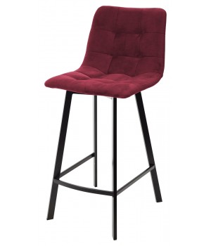 Полубарный стул CHILLI-QB SQUARE винный #16, велюр / черный каркас (H=66cm) М-City
