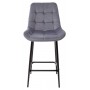 Полубарный стул ХОФМАН, цвет H-14 Серый, велюр / черный каркас H=63cm