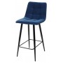 Полубарный стул CHILLI-QB синий #29, велюр / черный каркас (H=66cm)