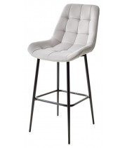 Барный стул ХОФМАН, цвет H-09 Светло-серый, велюр / черный каркас