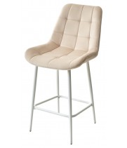 Полубарный стул ХОФМАН, цвет H-06 Бежевый, велюр / белый каркас H=63cm