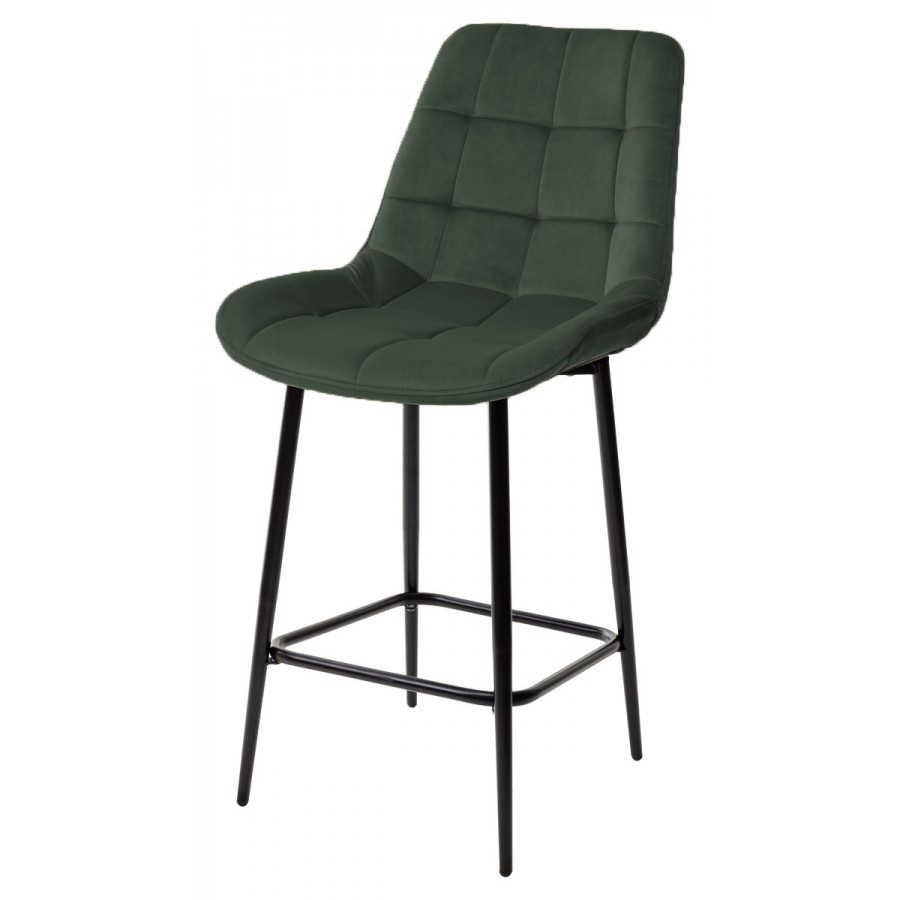 Полубарный стул ХОФМАН, цвет изумрудный #H30, велюр / черный каркас H=63cm
