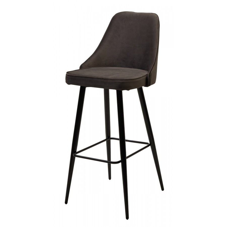 Барный стул NEPAL-BAR ГРАФИТ #14, велюр/ черный каркас (H=78cm)
