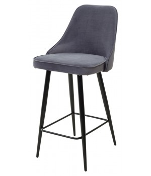 Полубарный стул NEPAL-PB СЕРЫЙ #27, велюр/ черный каркас (H=68cm) М-City