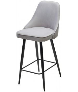 Полубарный стул NEPAL-PB СВЕТЛО- СЕРЫЙ BM-4, велюр/ черный каркас (H=68cm) 