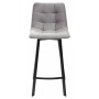 Полубарный стул CHILLI-QB SQUARE светло-серый #26, велюр / черный каркас (H=66cm) М-City