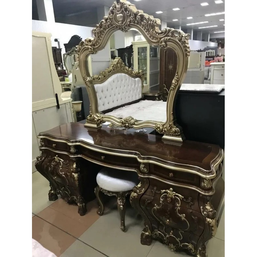 Туалетный стол с зеркалом Мона Лиза (орех с золотом)