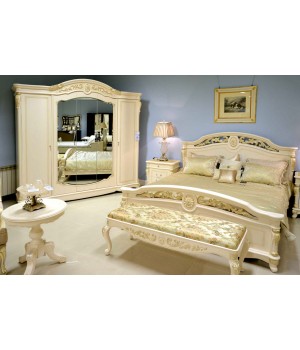 Кровать 180x200 Афина белая с золотом (AFINA)